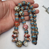 Hand painted Vintage ceramic and Glass beads Beautiful Beaded Necklace